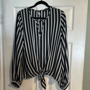 Striped Black and White Women's Top